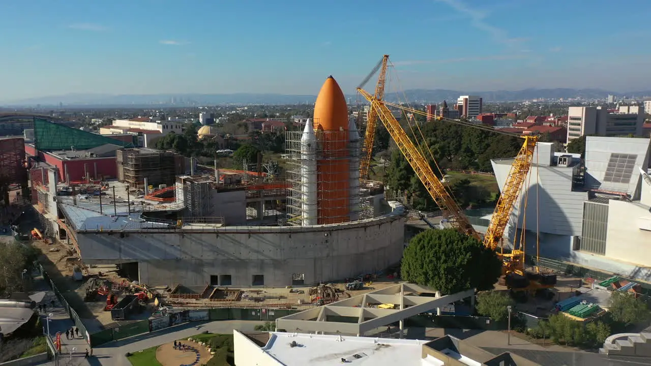 Drone tilting toward a space carrier at a the California ScienCenter in Los Angeles