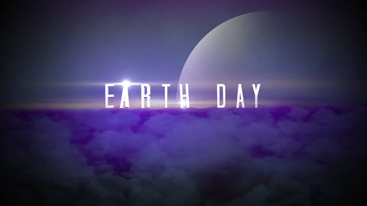 Earth Day with purple planet and cloud in space