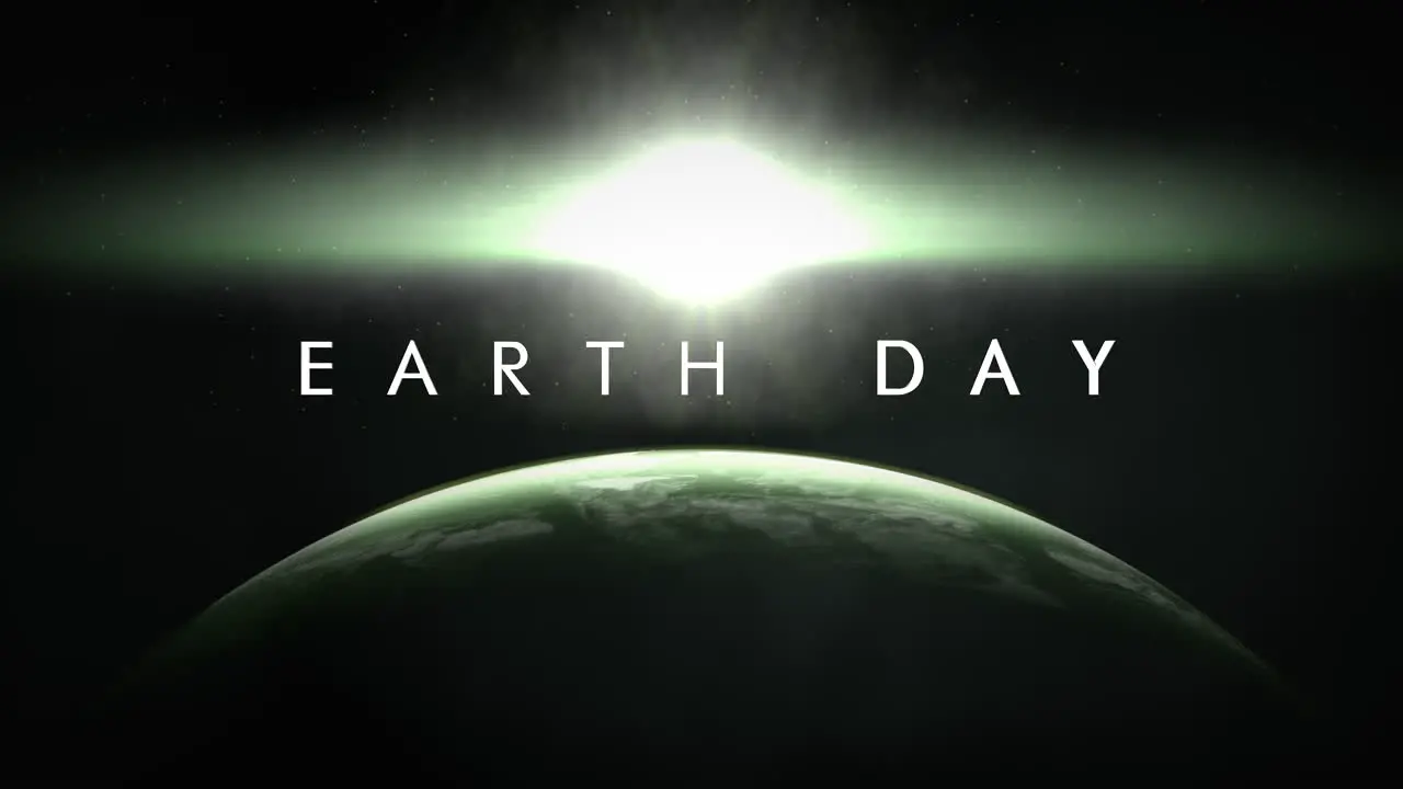 Earth Day with big planet and light of stars in galaxy