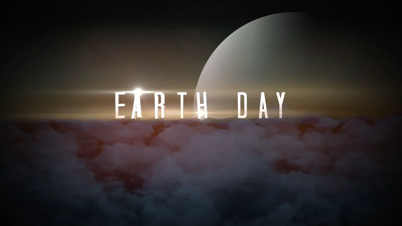 Earth Day with blue clouds and planet in space