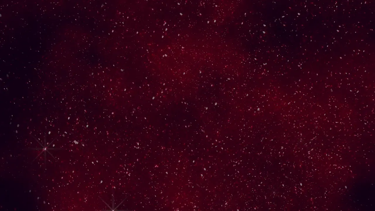 Universe with random flying stars and dust in red clouds