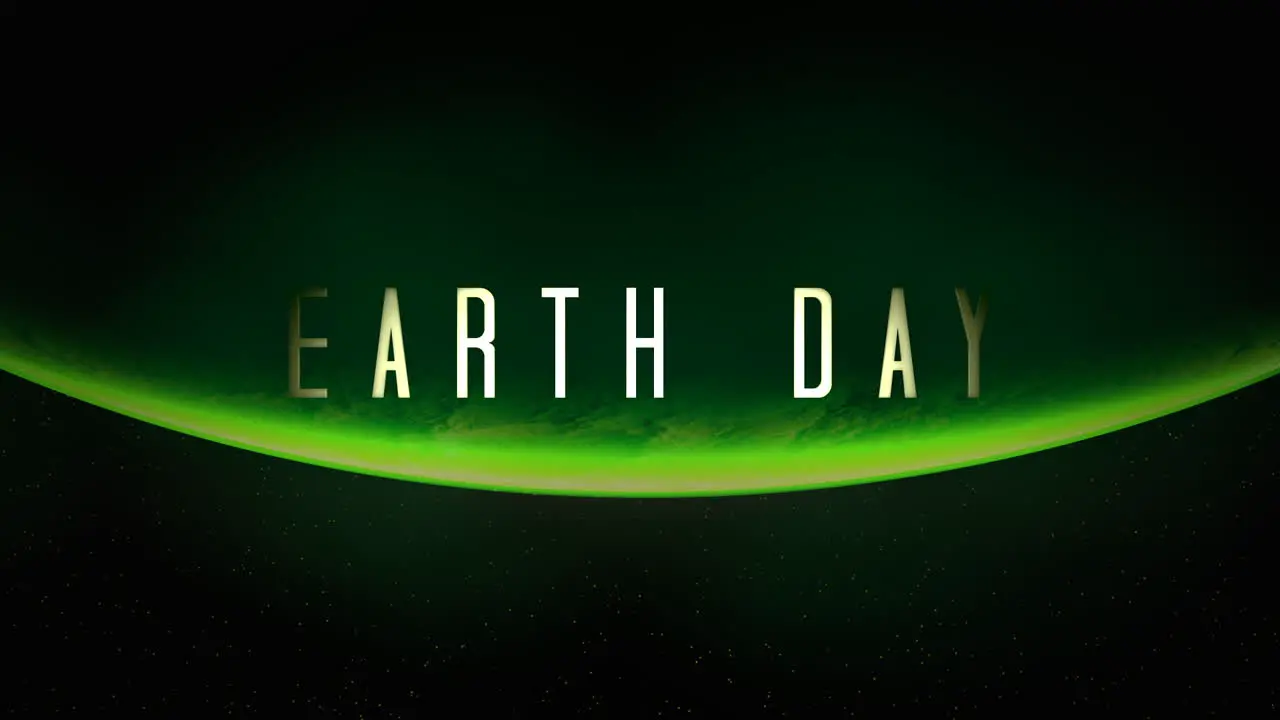 Earth Day with big planet and green flash in dark galaxy