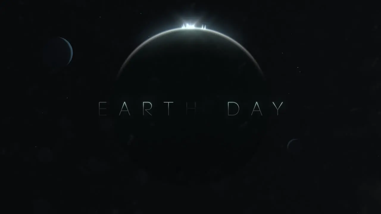 Earth Day with moon in dark space