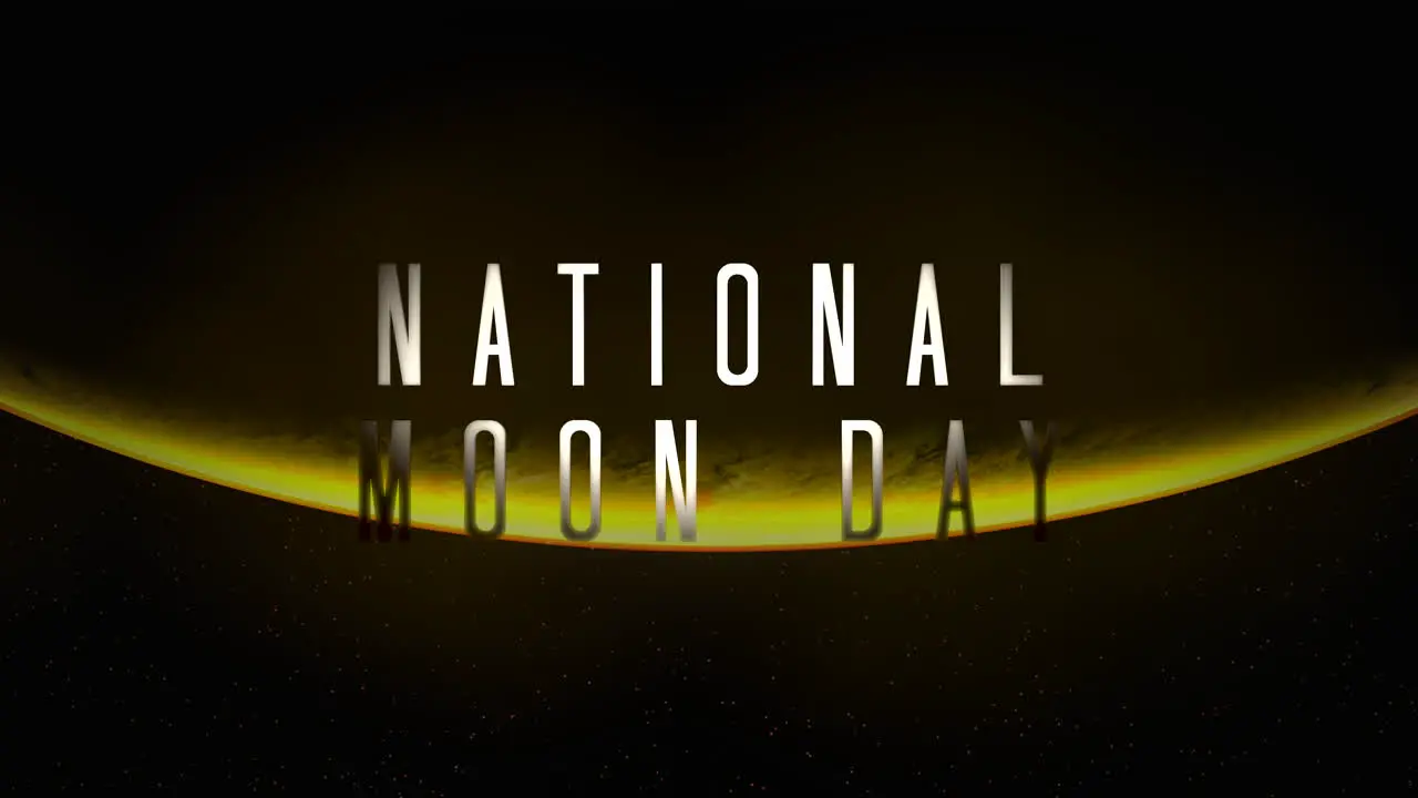 National Moon Day with big planet and yellow light of star in dark galaxy