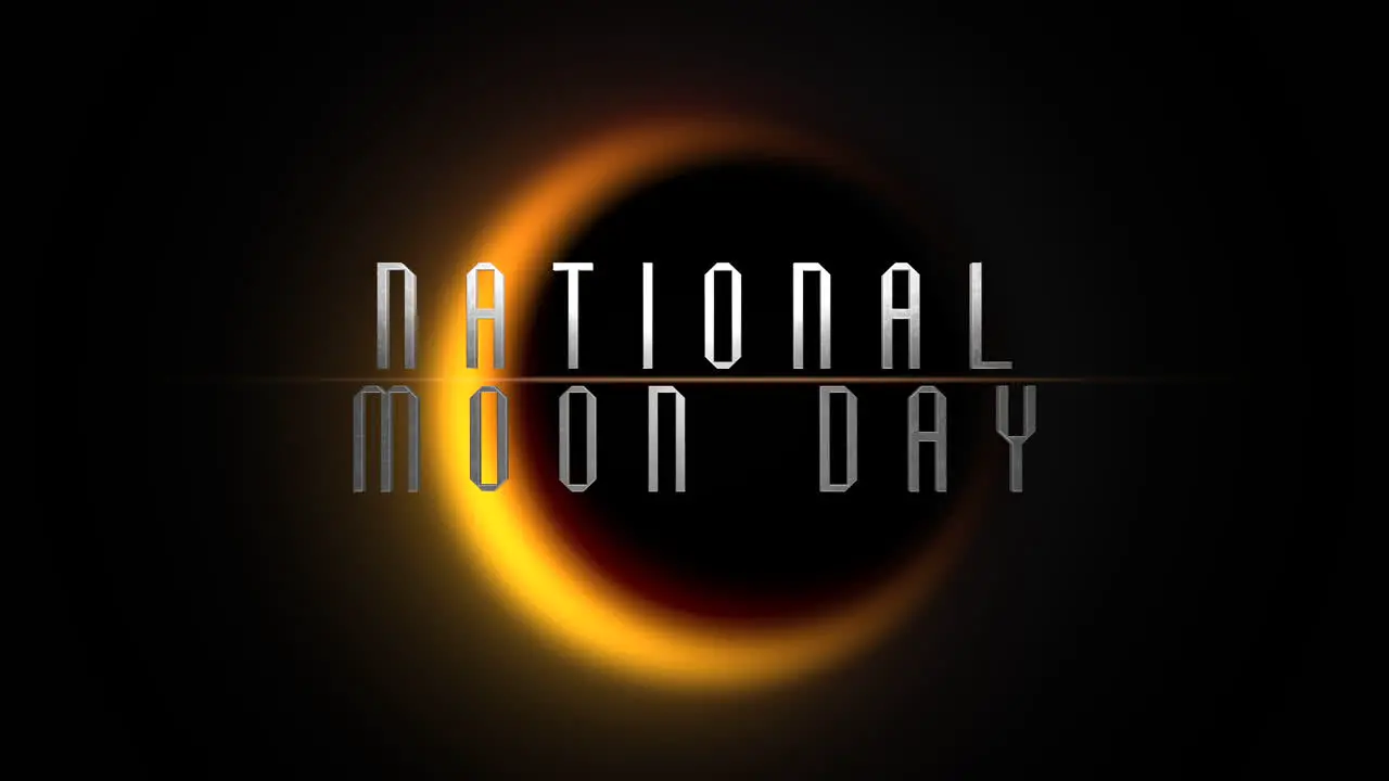 National Moon Day with sun and moon in dark galaxy