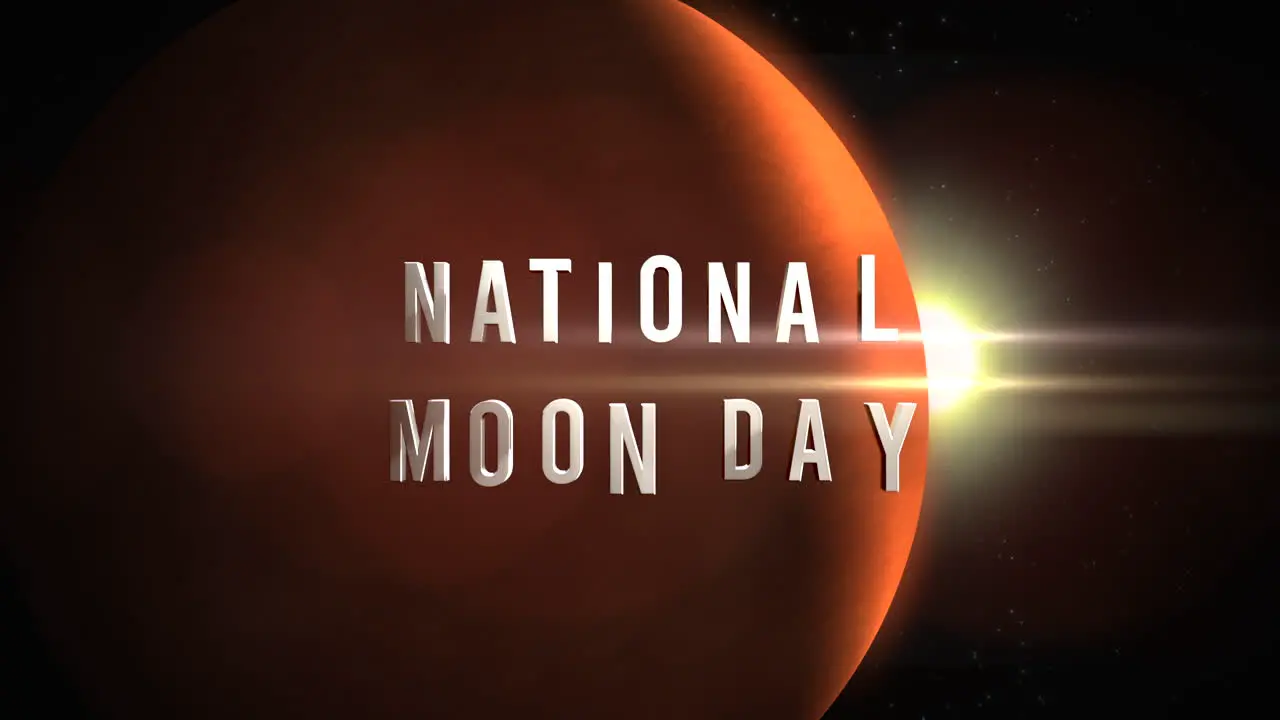 National Moon Day with red planet and light of stars in dark galaxy