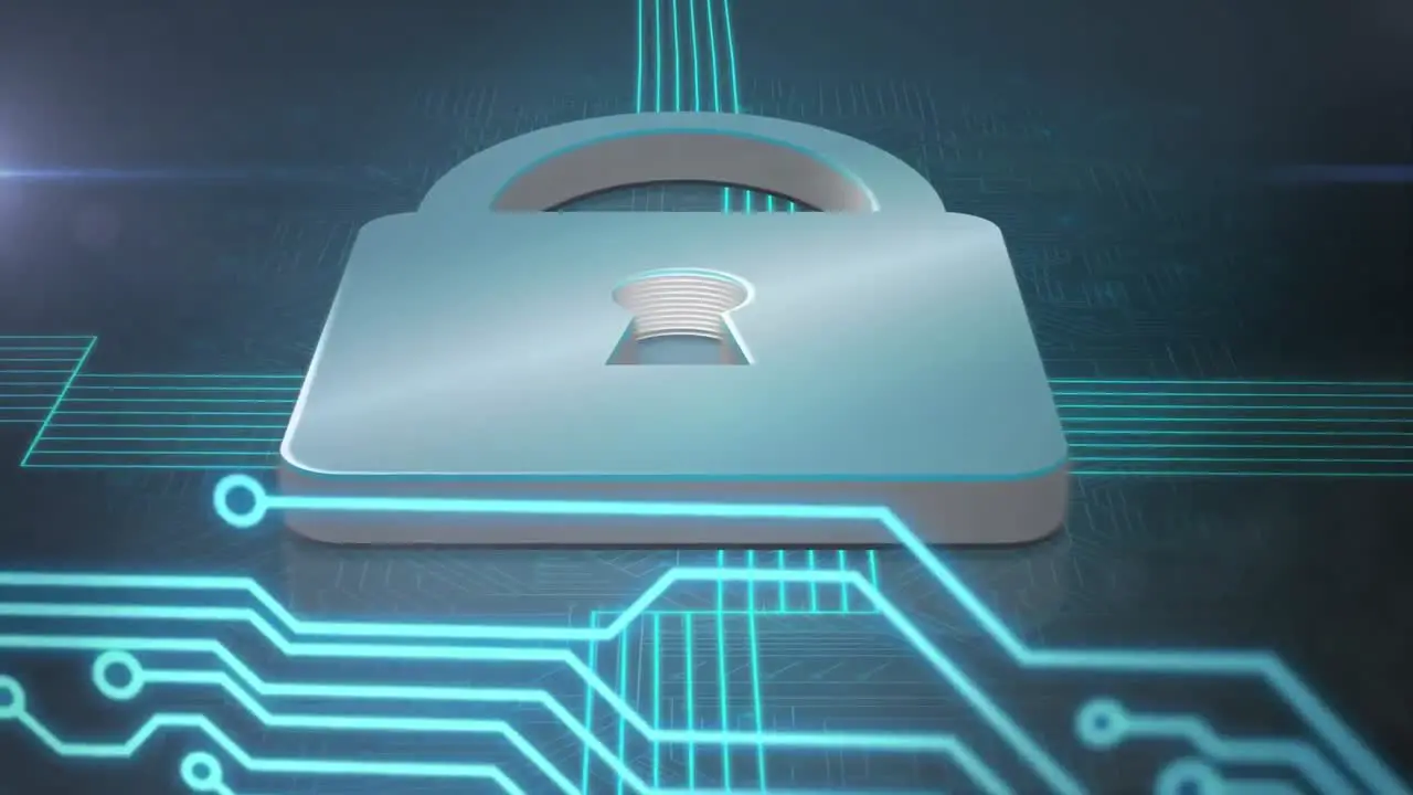 Animation of a padlock with microprocessor connections