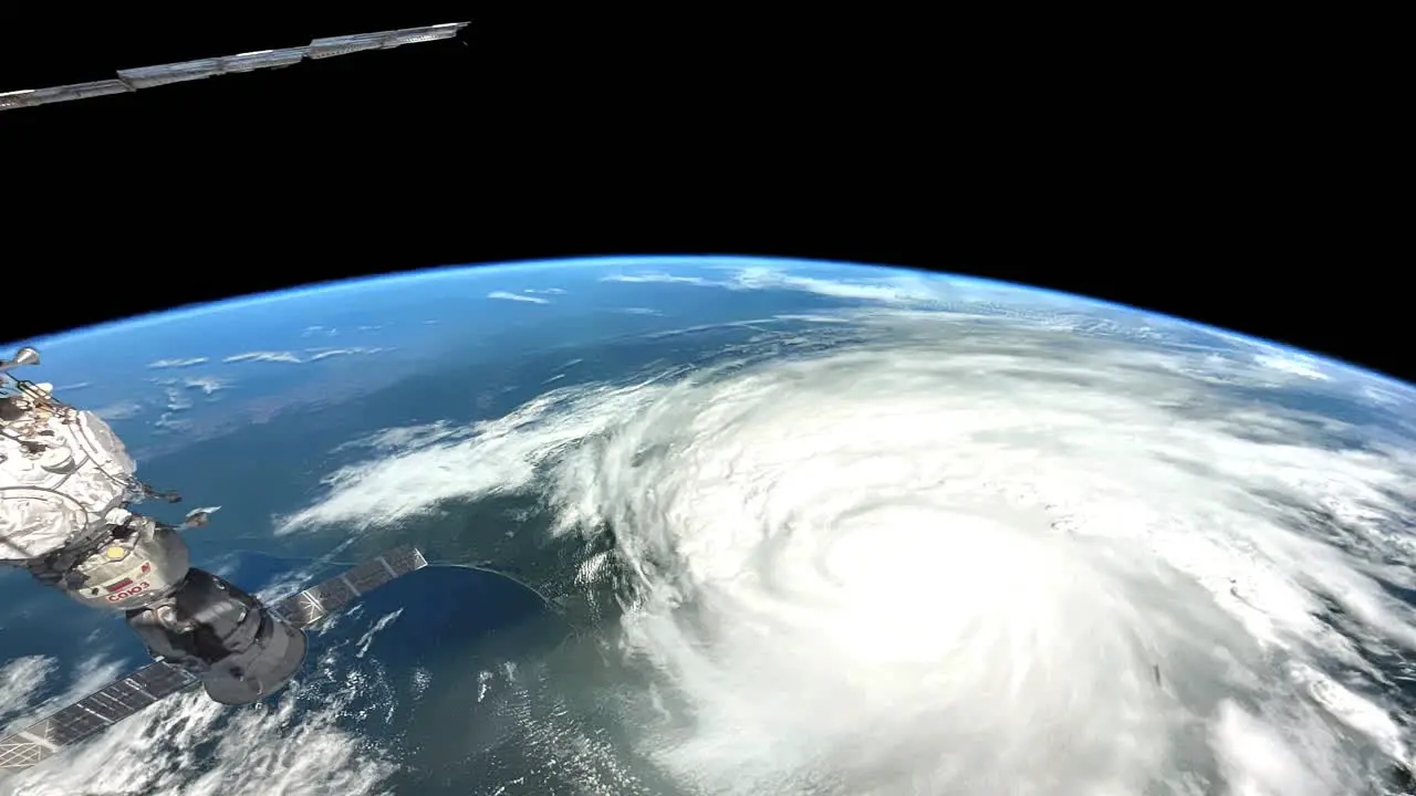 Hurricane as seen from above in space