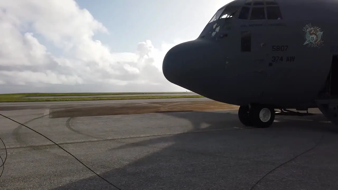 Cockpit Footage Us Air Force Pilots Take Off From Andersen Airforce Base C-130 Hercules Airplane Guam