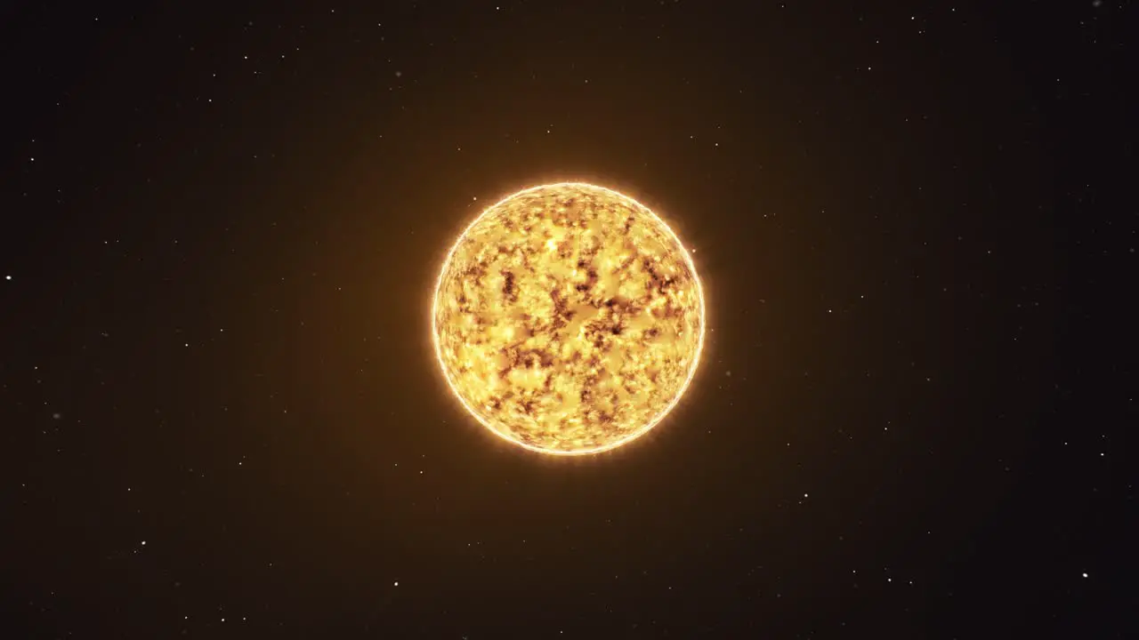 3D Animation revealing the sun's mesmerizing solar flares and dynamic surface with a gradual immersive zoom-out