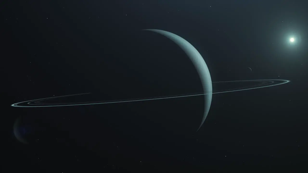 Orbiting around Uranus Seventh Planet of the Solar System in Outer-space