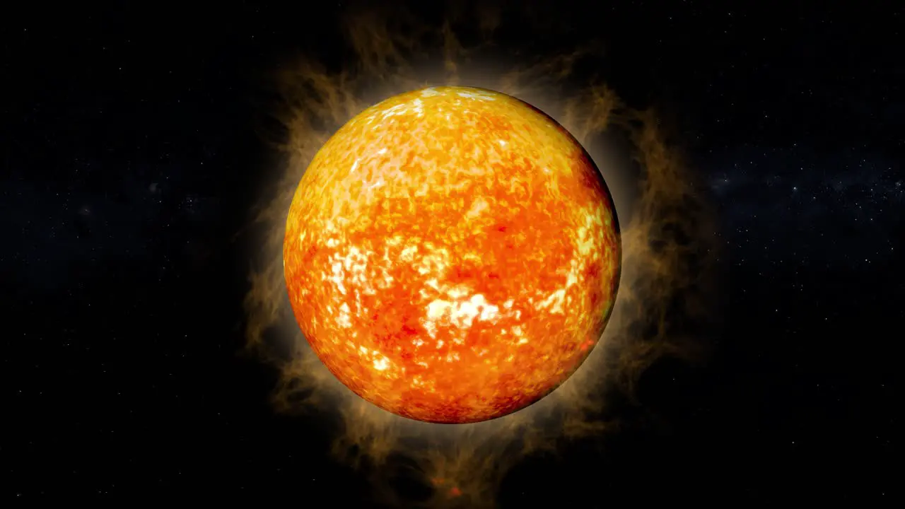 Solar Flares Around The Orange Sun In The Space