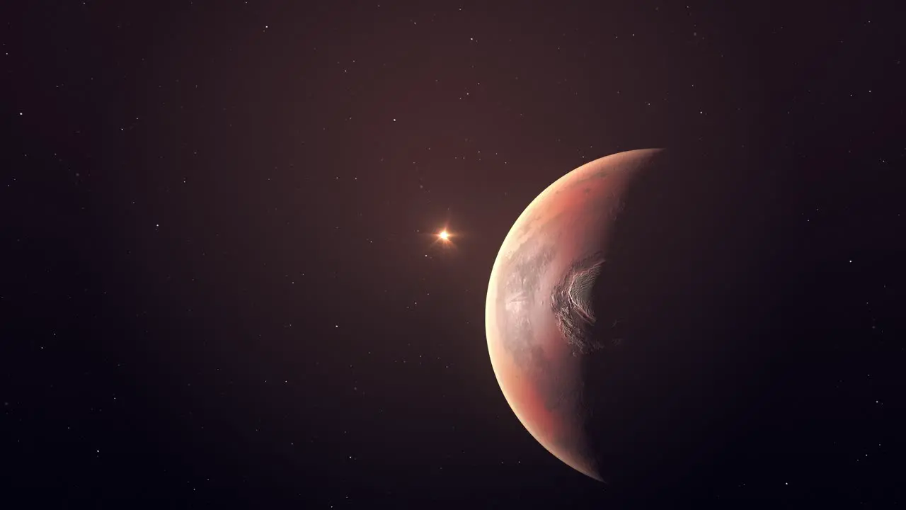 Sun Lighting Surface Of The Red Planet Mars