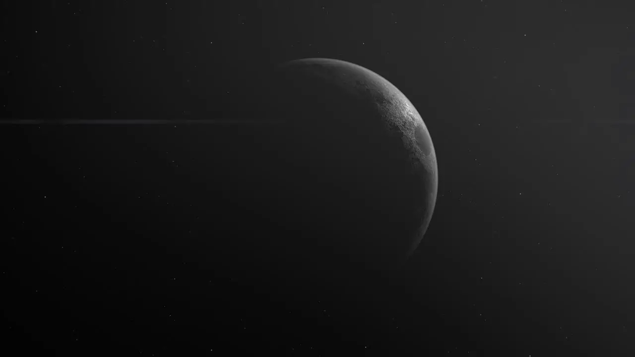 Moon Slightly Illuminated With Light On A Dark Sky