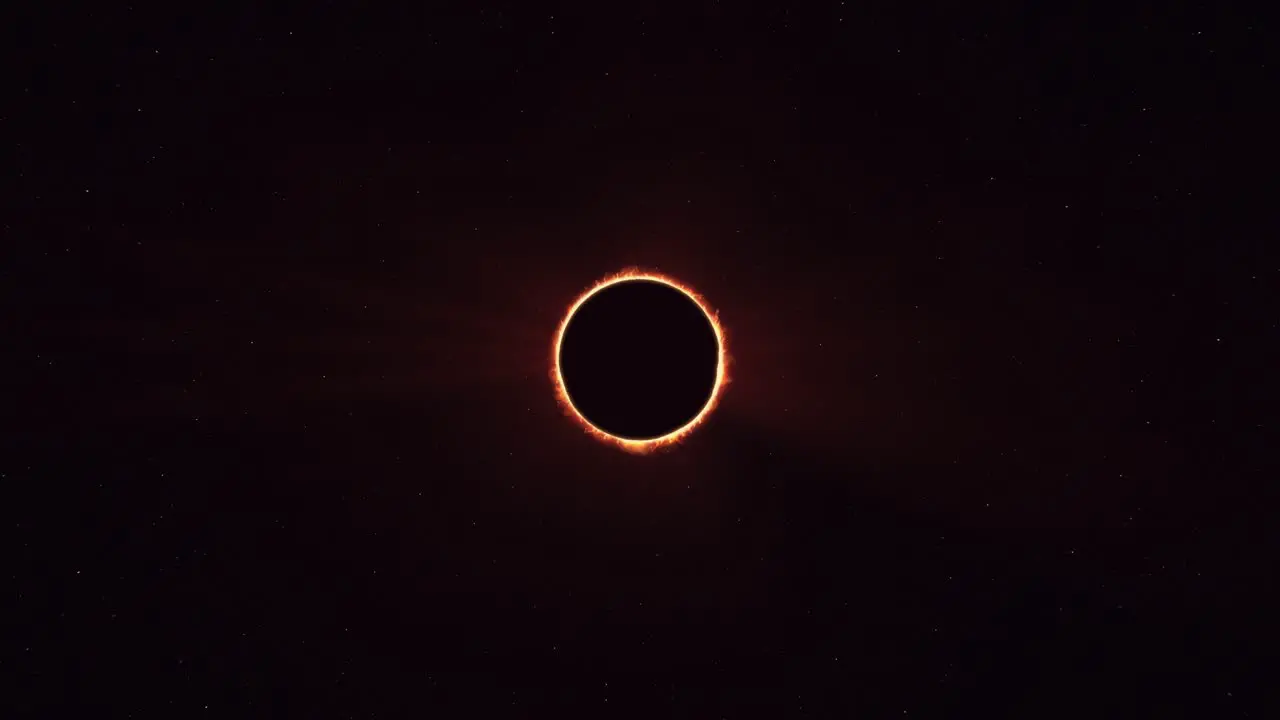 Wide shot of Total Solar Eclipse fire ring corona view from space