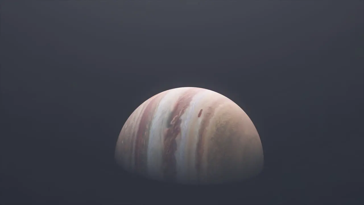 Realistic Cinematic View of Planet Jupiter with Sun Flare