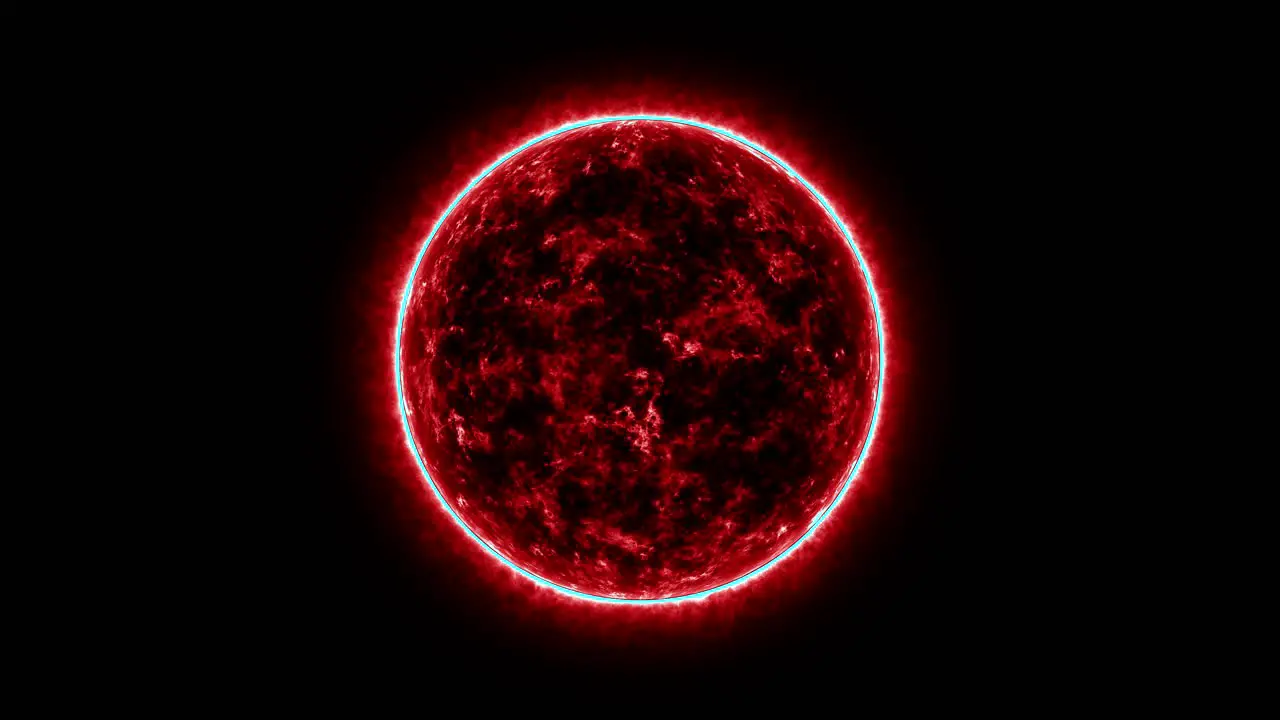 A complete shot of of a red giant star burning extremly hot in the middle of space