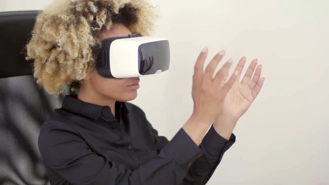 Woman Using 3D Virtual Reality Headset