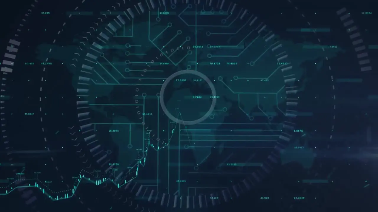 Animation of a graph forming over a world map