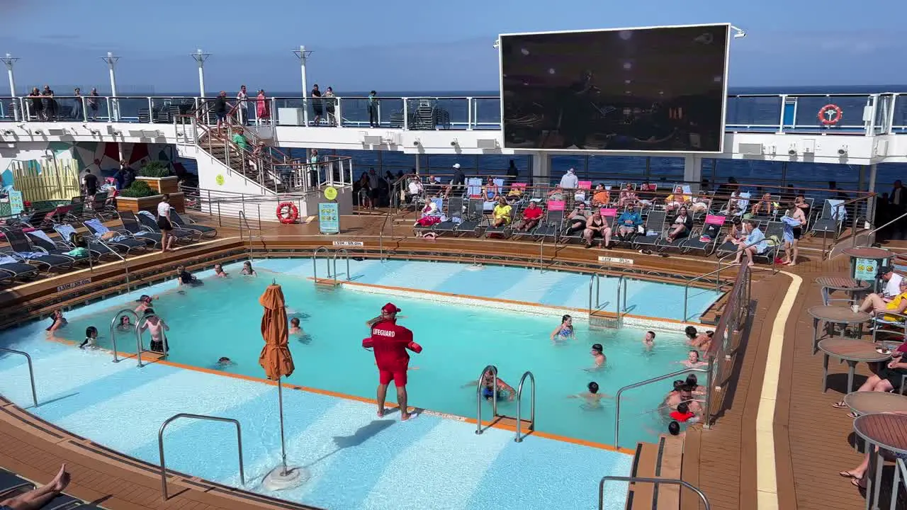 Lisbon Portugal August 2 2023 Swimming pools aboard Royal Caribbean's Anthem of the Seas