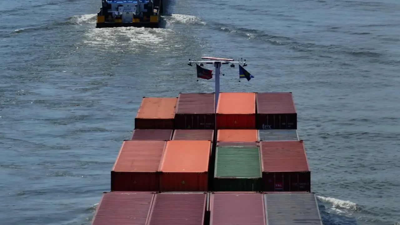 Sailing Cargo Ship in the Netherlands Zwijndrecht River Banks