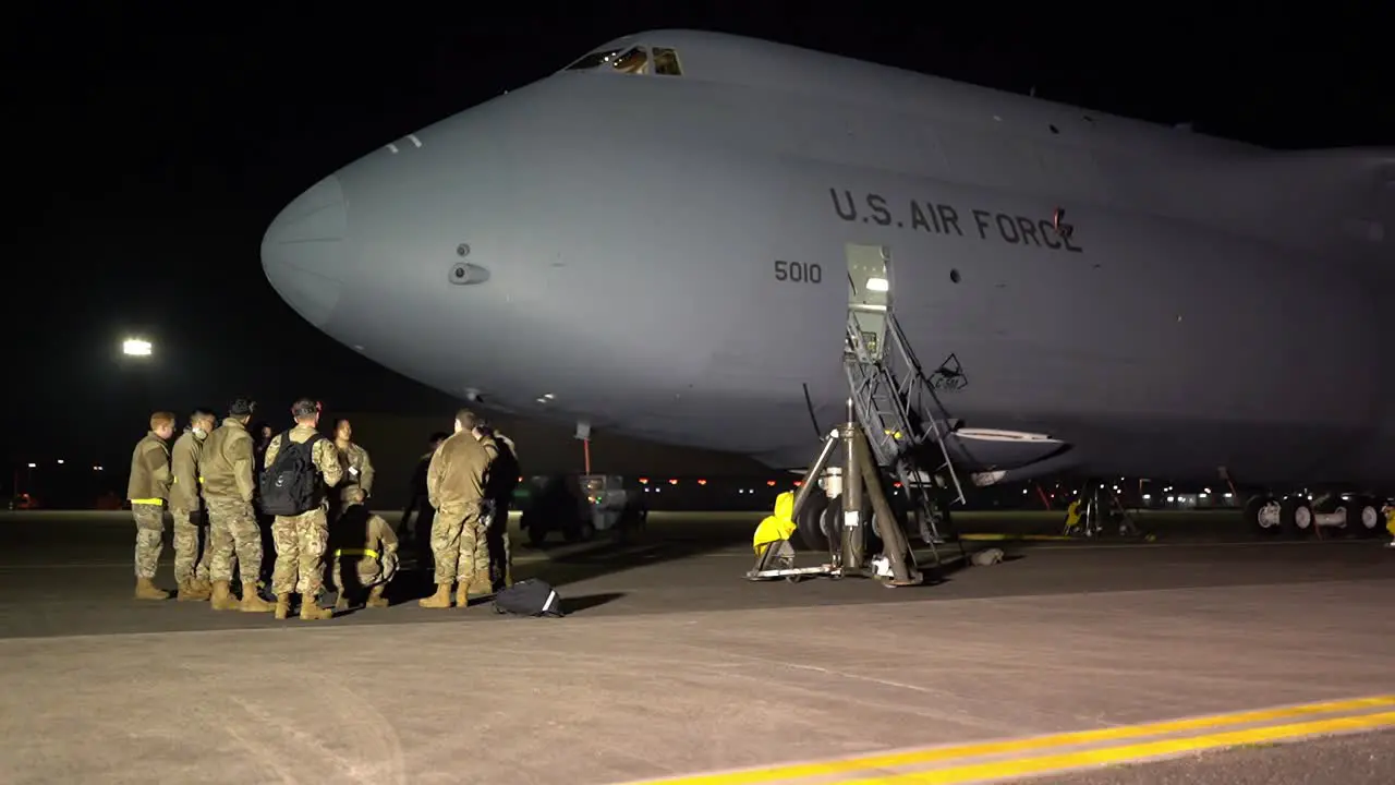 Us Air Force Airmen Receive Training On A C5M Super Galaxy Cargo Jet Airplane At Yokota Air Base Tokyo Japan