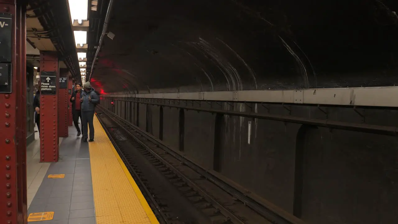 Passengers On Subway Station Platform In New York City USA