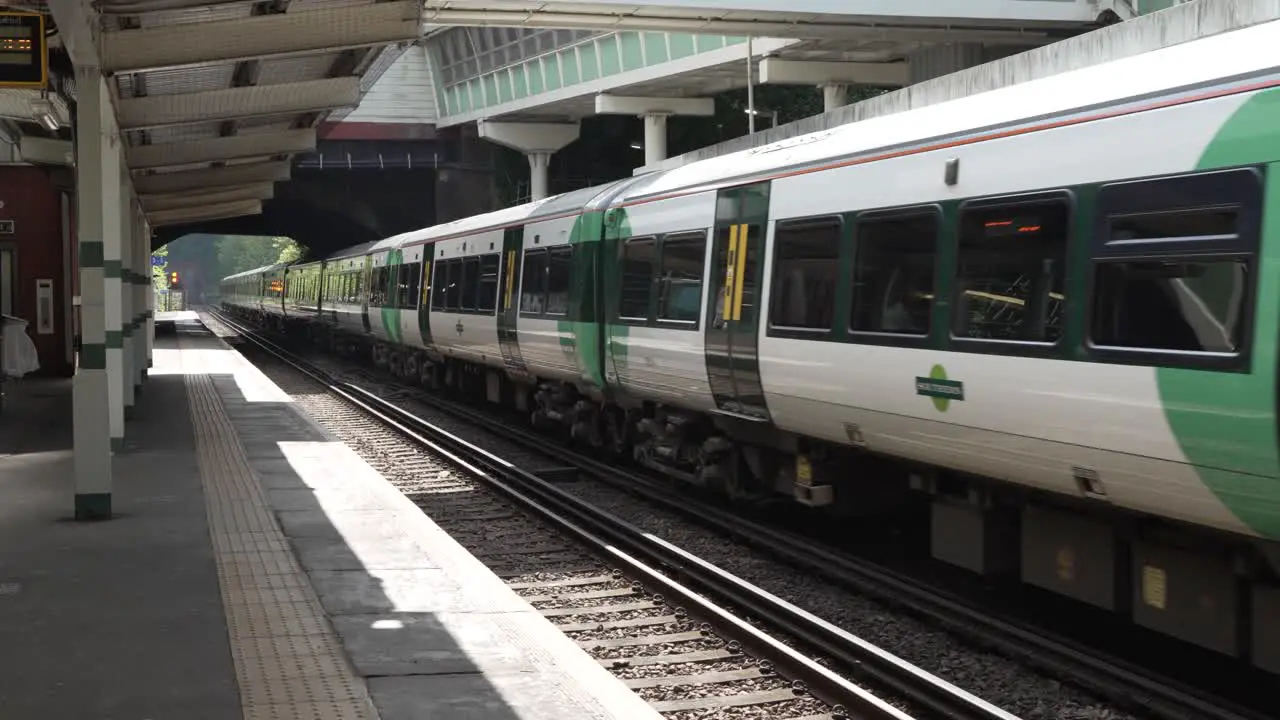 Train Arriving at Streetham Train Station in London England