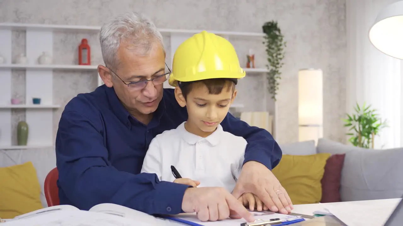 Little Son helps his father with his business