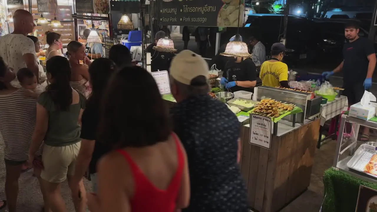 People at Street Food Night Market in Hua Hin Thailand