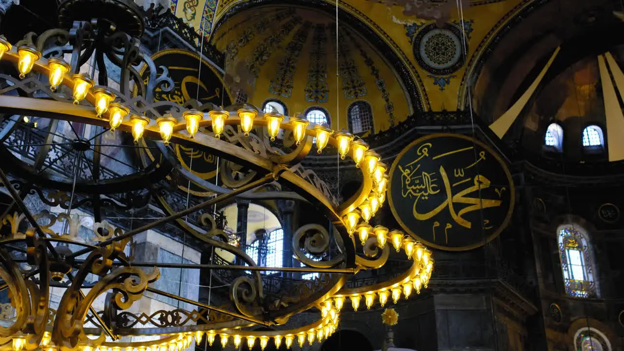 Low Angle Shot of Hagia Sophia Chandeliers