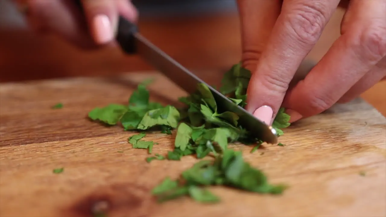 White Chef Chopping Corriander Her