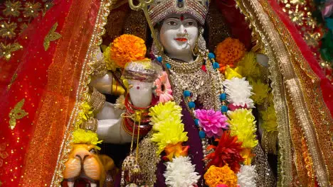 Close Up Of Statue Of Hindu Goddess Durga Mata Ji At Celebration Of Navratri 1