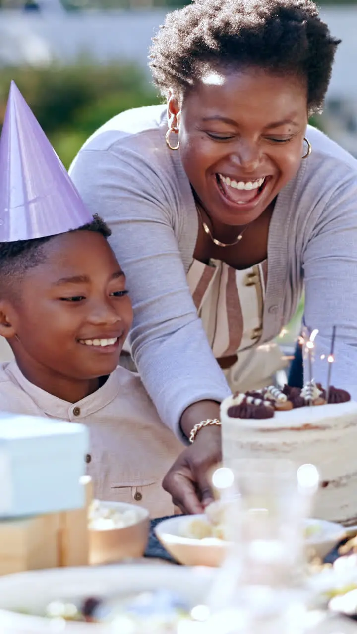 Child happy birthday and singing in outdoor