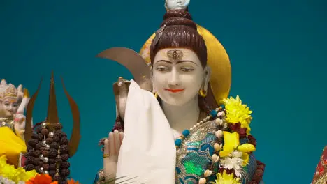 Close Up Of Decorated Statue Of Hindu God Shiv Ji In Temple