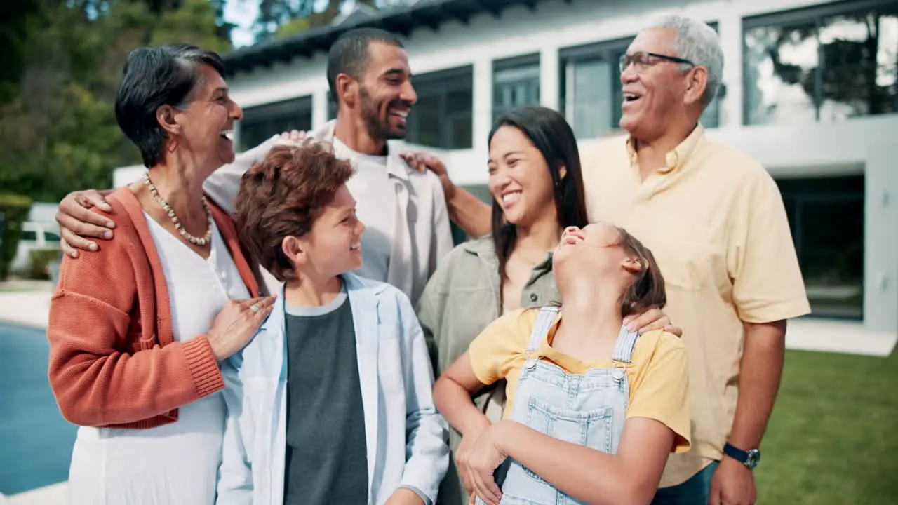 Happy family hug and laughing in real estate