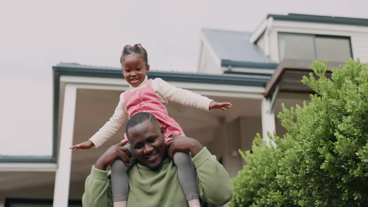 Father piggyback or child playing in new home as