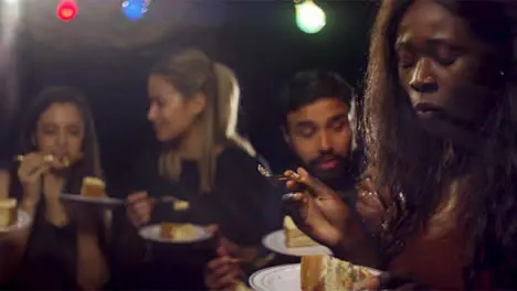 Group of Friends Eat Birthday Cake