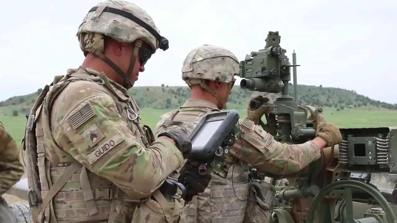 Us Army Soldiers Fire A M777 Howitzer Artillery Weapon During A Military Live Fire Training Exercise Fort Carson Colorado