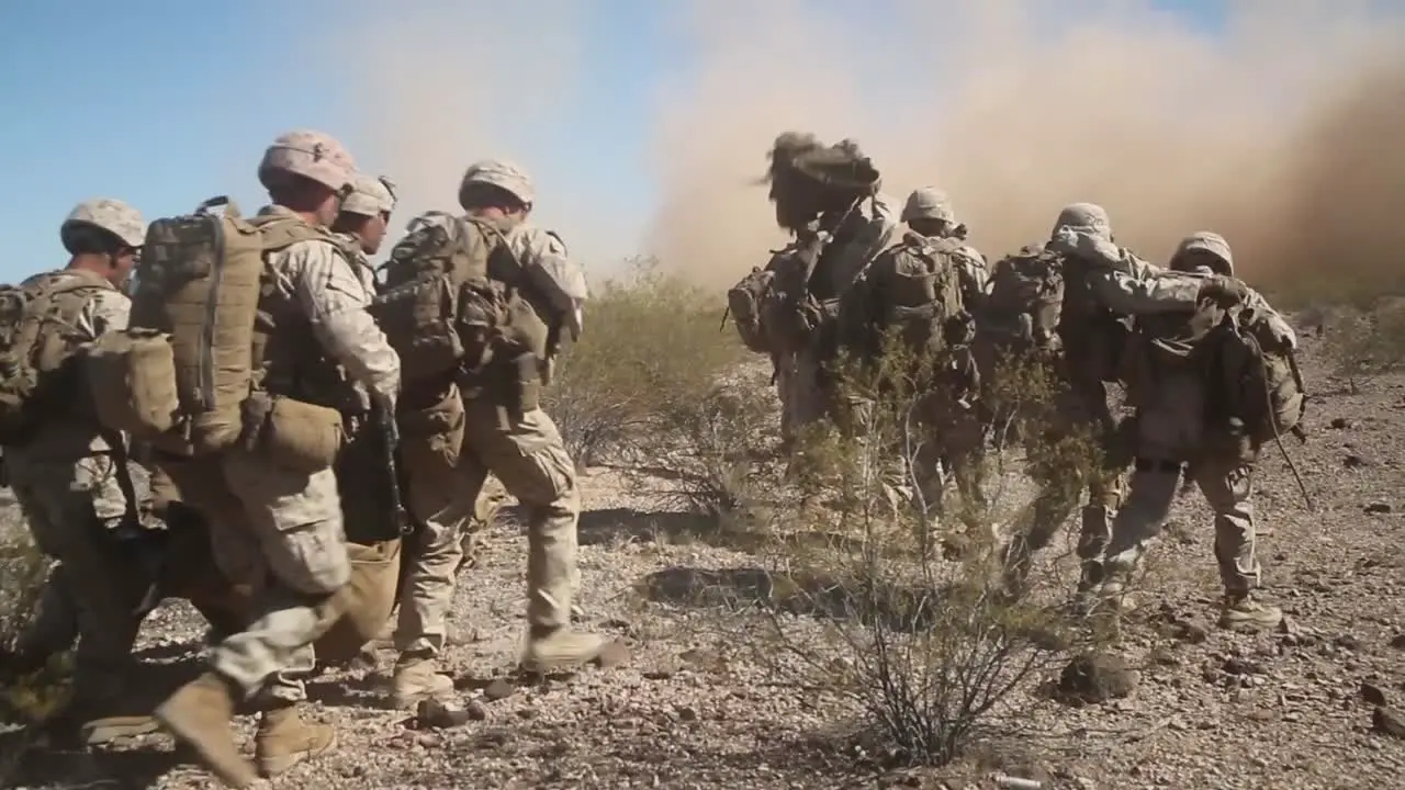 Us Marines Conduct A Military Training Exercise With Mv-22B Ospreys In The Desert Near Yuma Arizona