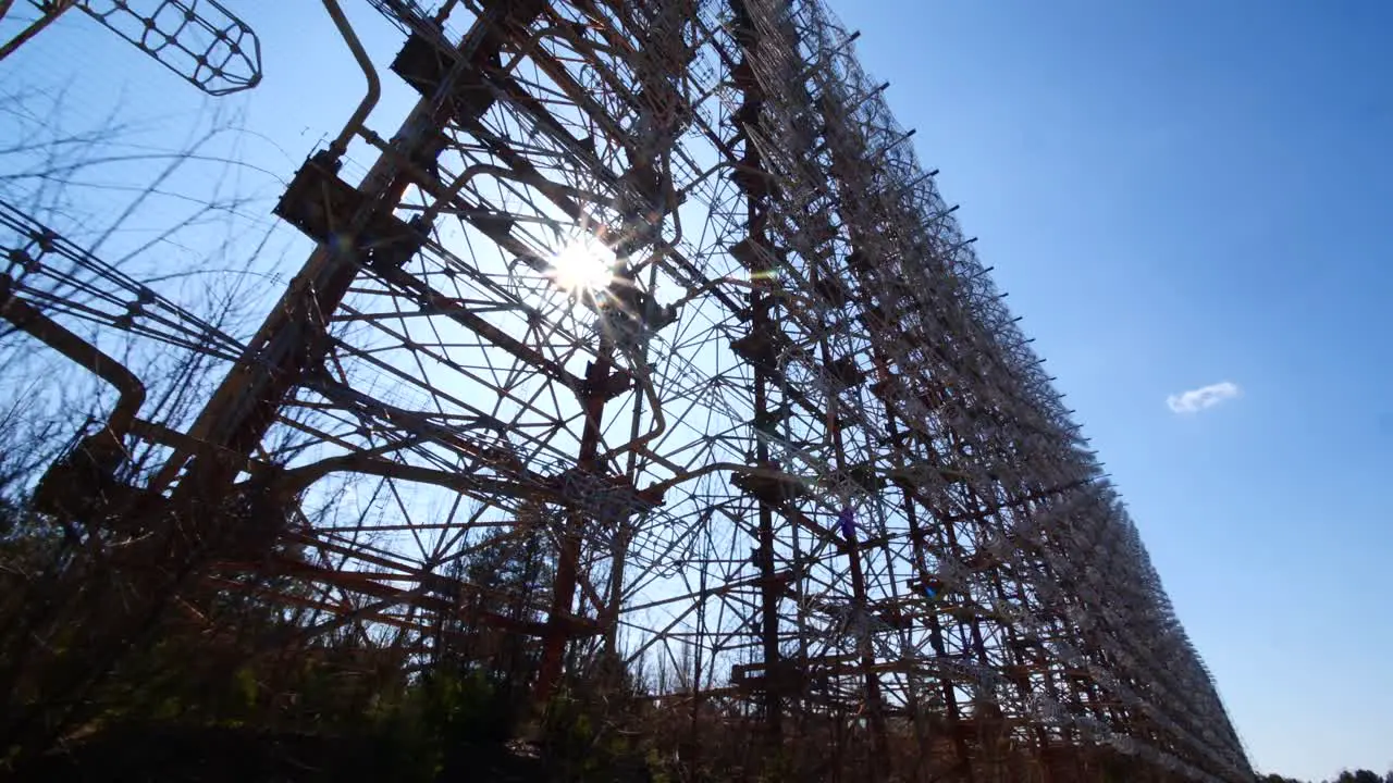 Radar Duga lens flare large metal military equipment structure Chernobyl