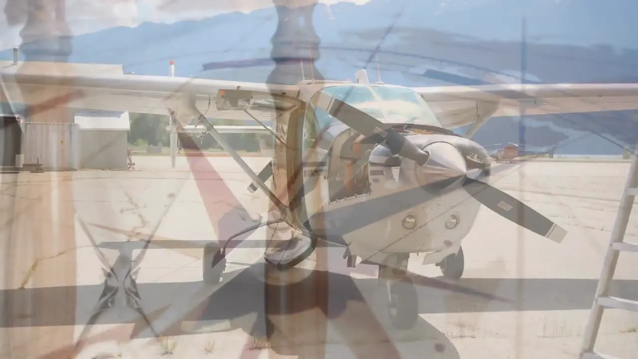 Animation of airplane over spinning compass and map