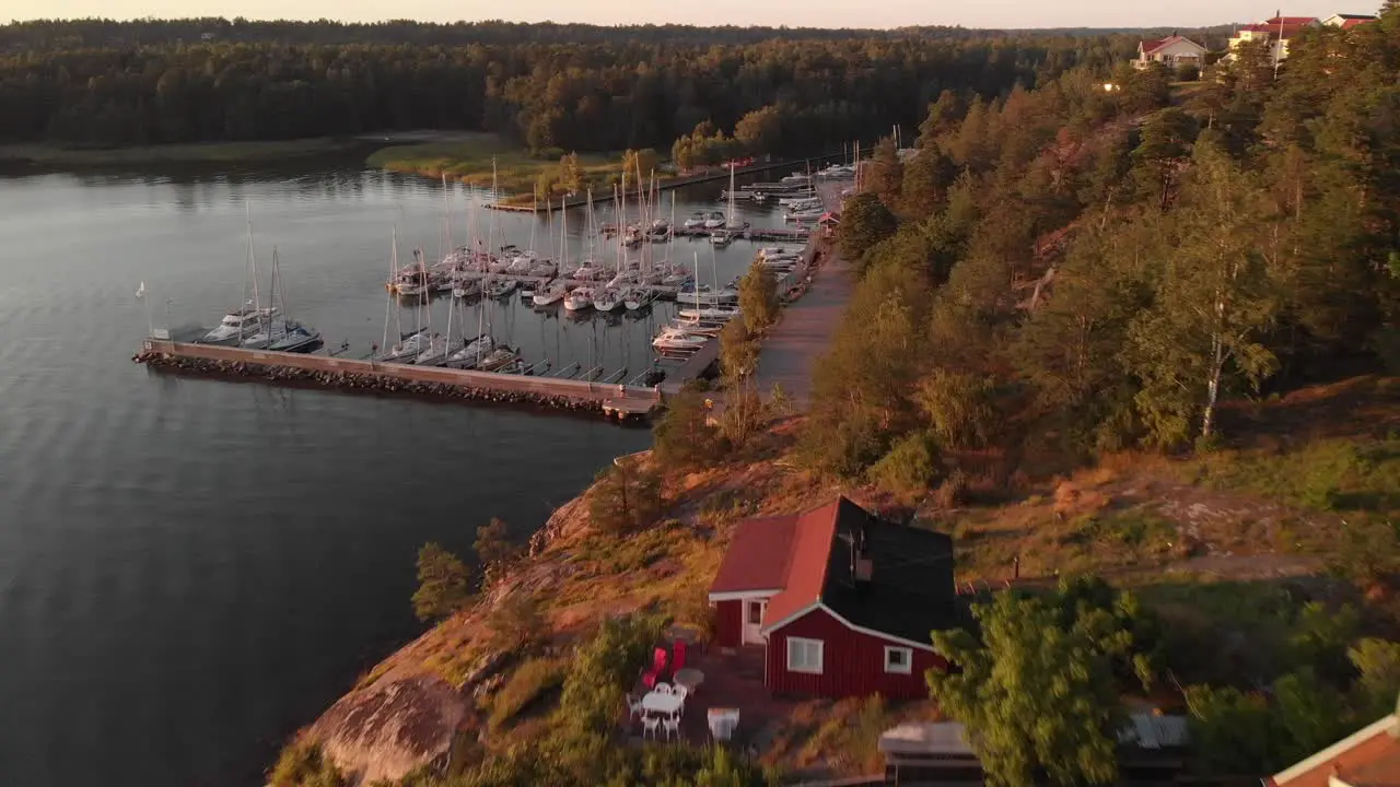 Seaside houses and marina in the Swedish archipelago