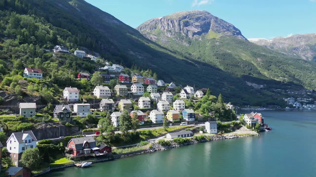 Odda Village at Hardanger Fjord in Vestland Norway Scandinavia Aerial Circling