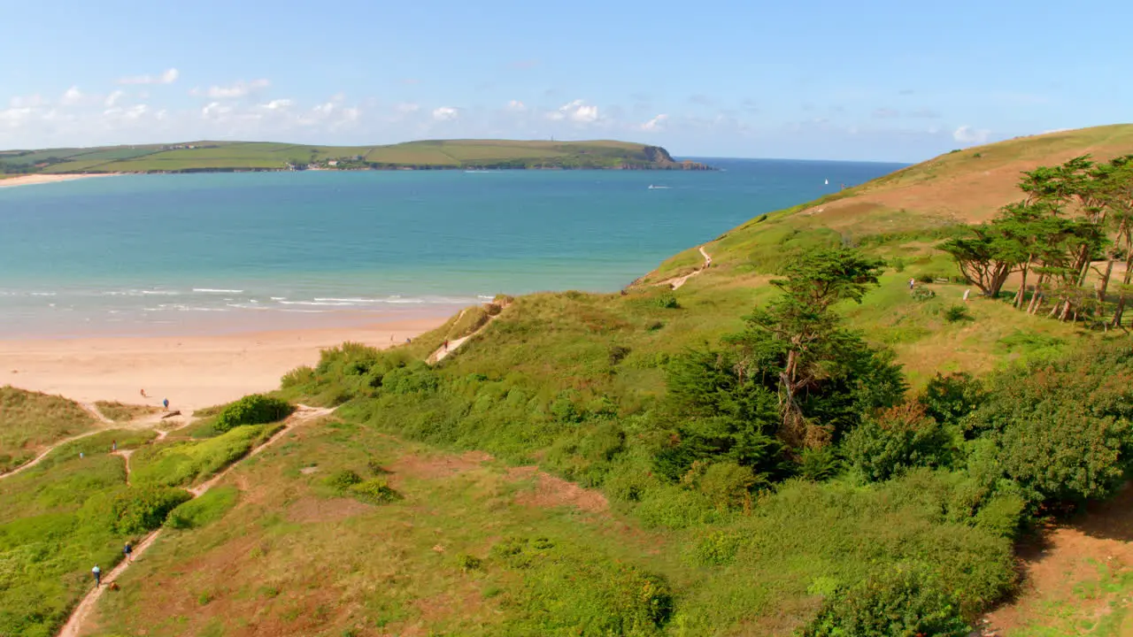 Aerial view of Daymer Bay and Rock Beach in north cornwall near Rock and Padstow