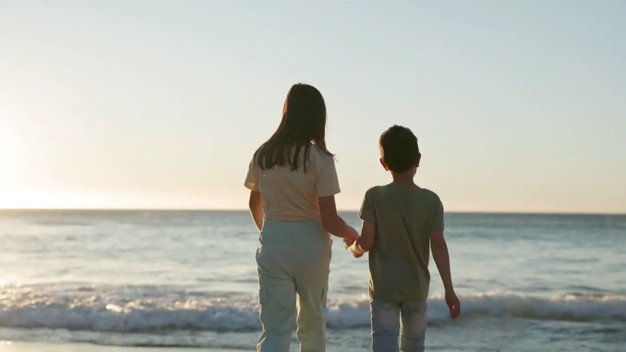 Back beach or holding hands with a mother