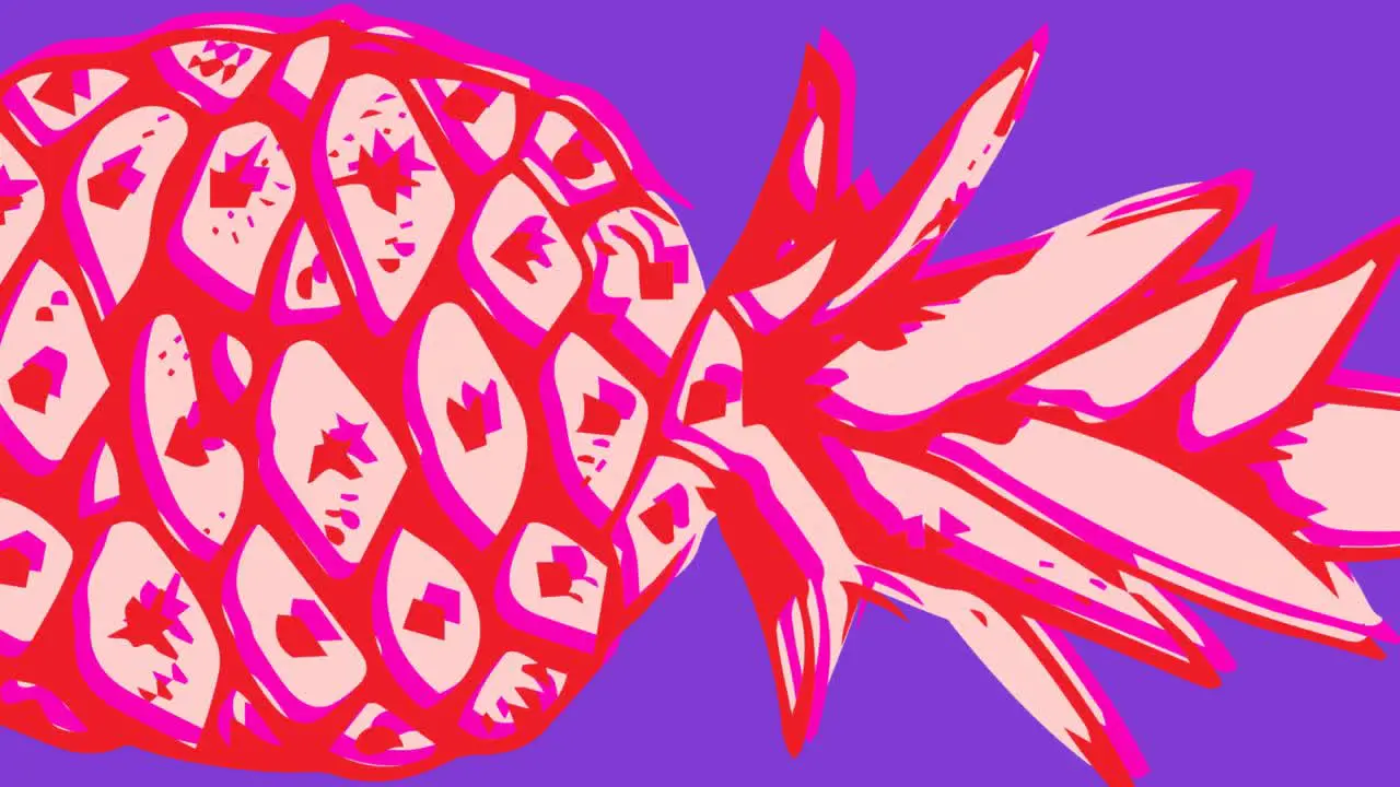 Animation of single pineapples floating on blue background