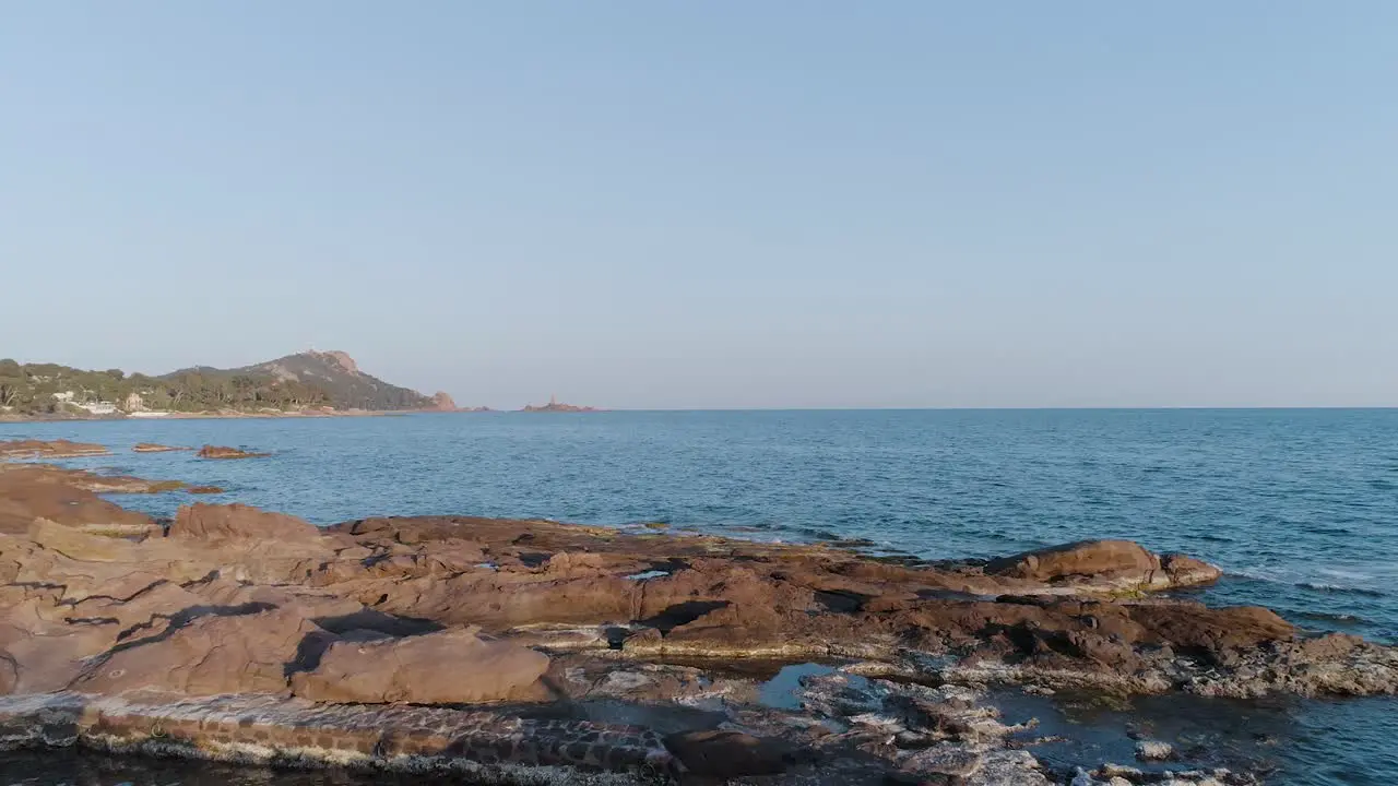 Beautiful cinematic shot of empty beach on the coast of France Cote D'Azur