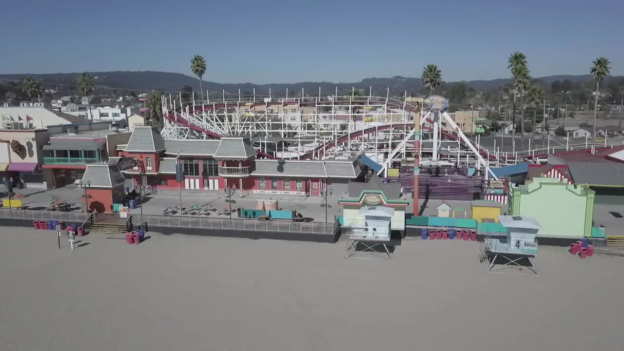 Colorful Amusement Park On Beach California USA Aerial Establishing