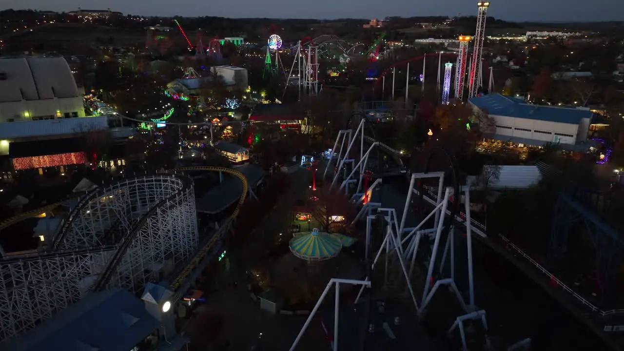 Christmas light display and show at amusement park in USA